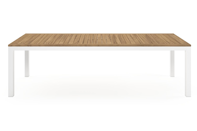 Varese tuintafel rechthoekig in wit aluminium en teak colour finish - L 270 x B 100 x H 73 cm