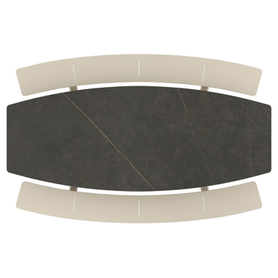 Forno picknicktafel bootvorm in beige aluminium en volkeramiek Calatorao - L 280 x B 192 x H 72 cm