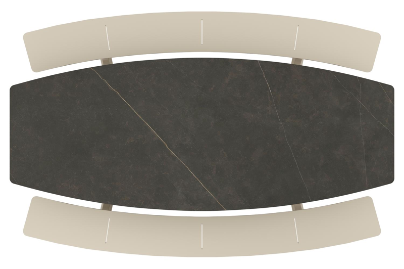 Forno picknicktafel bootvorm in beige aluminium en volkeramiek Calatorao - L 280 x B 192 x H 72 cm