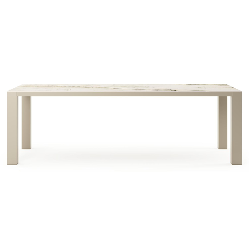Table de jardin Nano rectangulaire en aluminium beige et céramique pleine Colorado Dunes Lg. 240 x Lrg. 100 x Haut. 75 cm