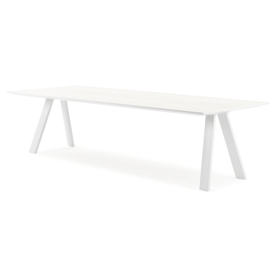 Cesano tuintafel rechthoekig in wit aluminium en volkeramiek calista - L 280 x B 110 x H 75 cm
