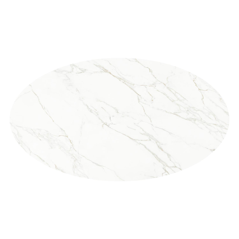 Fano tuintafel plat ovaal in wit aluminium en volkeramiek calacatta - L 240 x B 135 x H 75 cm