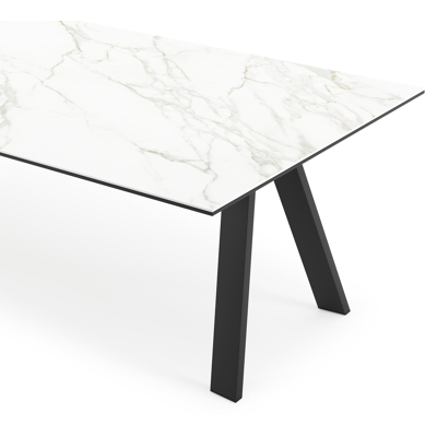 Cesano tuintafel in zwart aluminium en volkeramiek calacatta - L 280 x B 110 x H 75 cm