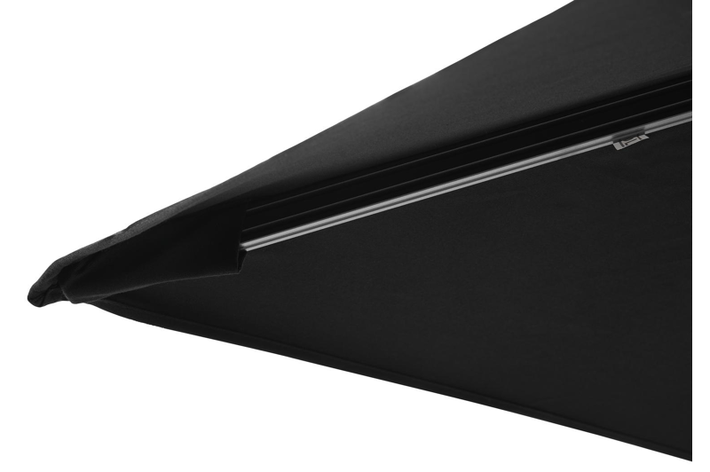 Avola zweefparasol met tiltfunctie in zwart aluminium met zwart sunbrella® premium parasoldoek - L1 200 x L2 300 cm (zonder voet)