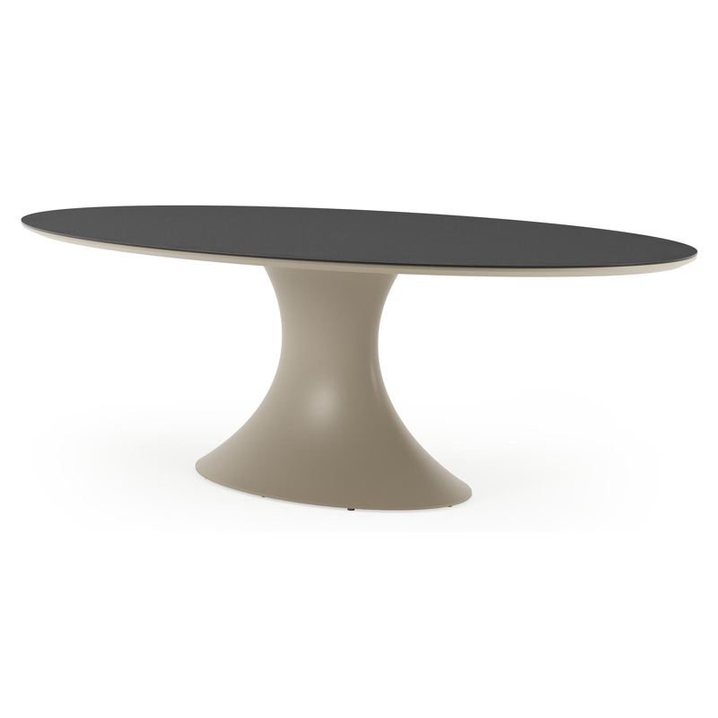 Fano tuintafel ovaal in beige aluminium en volkeramiek Nero Black - L 240 x B 135 x H 75 cm