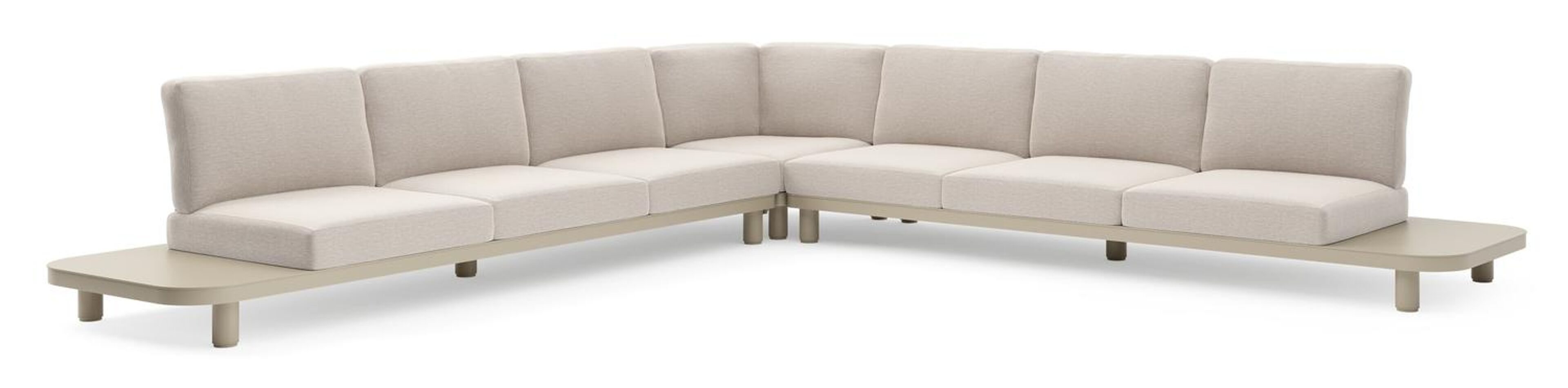 Salon de jardin d'angle Donato en aluminium beige et coussins en all weather sunbrella® luxe slow farafra