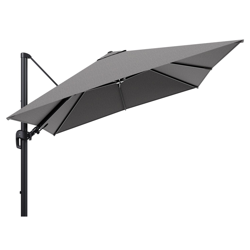 Rufina zweefparasol tiltfunctie in zwart aluminium en parasoldoek in All Weather Sunbrella® Luxe Chartres Drizzle - L1 300 x L2 300 cm (zonder voet) (zonder voet)