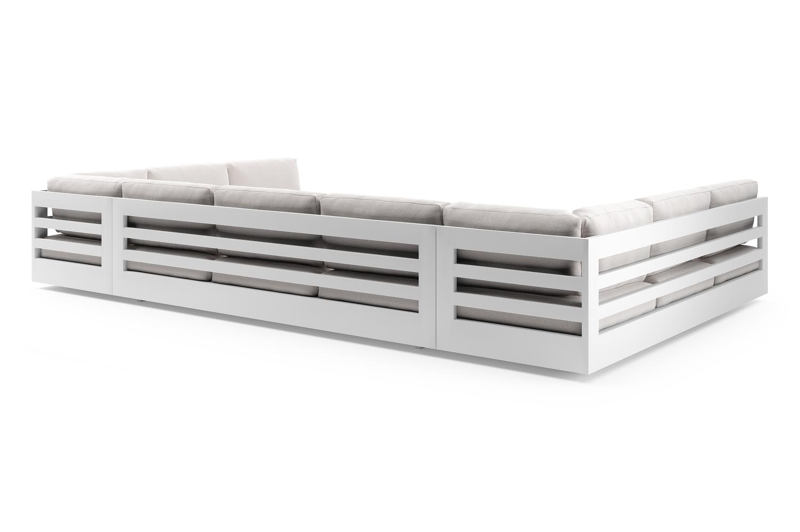Canapé de jardin Como en aluminium blanc et coussins en all weather solica ego eggshell