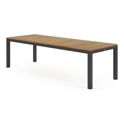 Varese tuintafel rechthoekig in zwart aluminium en teak colour finish - L 270 x B 100 x H 73 cm