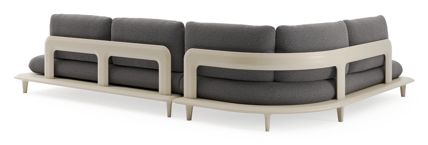 Salon de jardin d'angle Bomero en aluminium beige et coussins en all weather solica firenze tunder