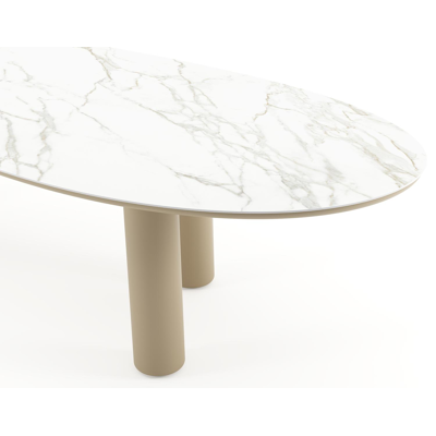 Amico tuintafel organisch in beige aluminium en volkeramiek Calacatta - L 320 x B 120 x H 73.5 cm