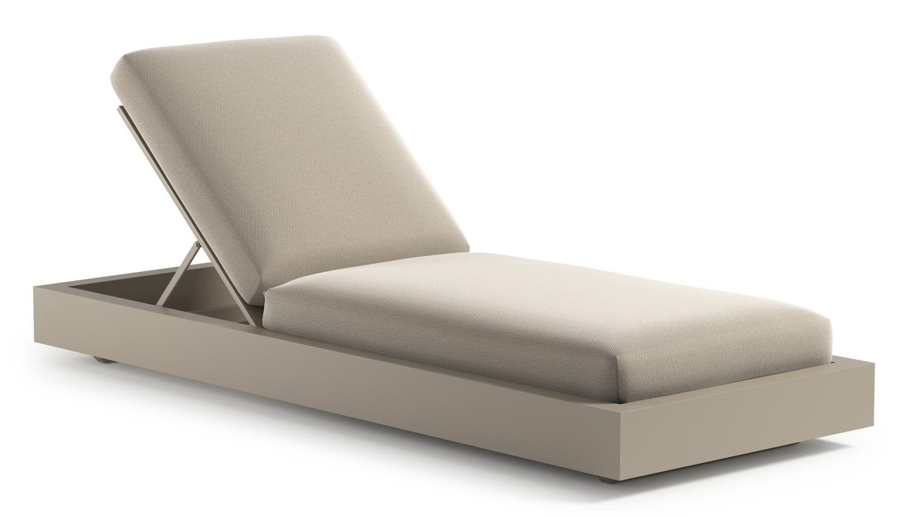 Como verstelbaar ligbed in beige aluminium met lopi marble all weather sunbrella® luxe
