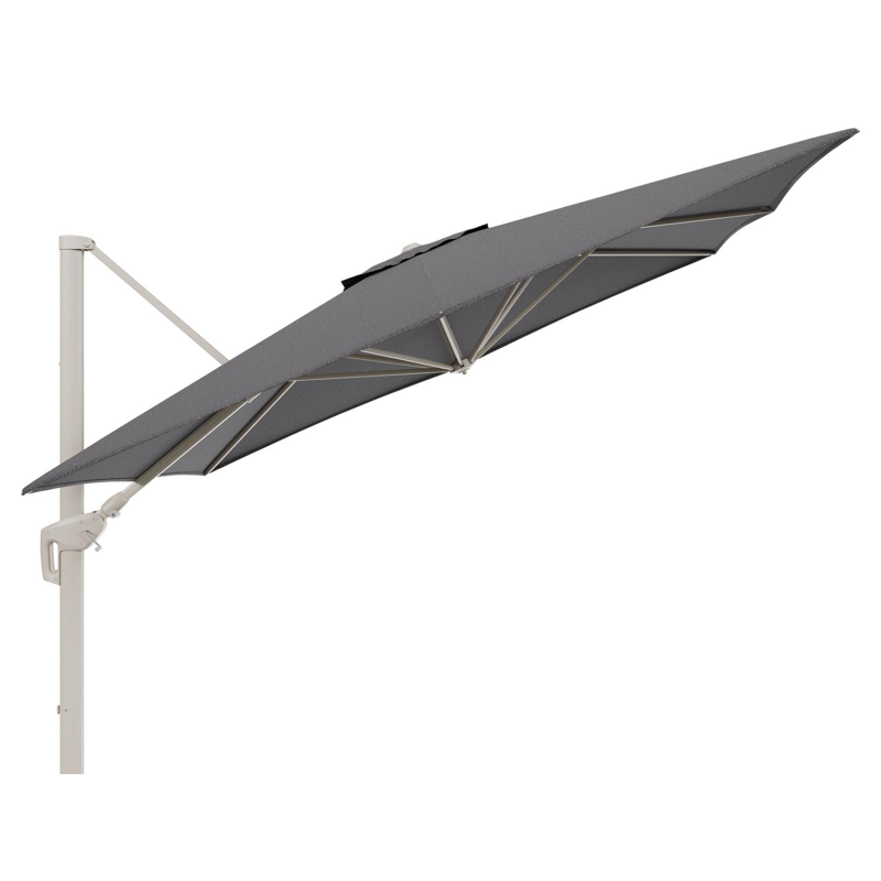 Parasol pendant Minore avec fonction tilt en aluminium beige et toile de parasol All Weather Solica Firenze Tunder - Lg.1 350 x Lg.2 350 cm (sans pied de parasol