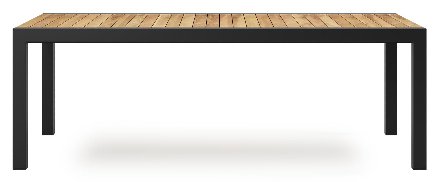 Calobra verlengbare tuintafel in zwart aluminium en teak - L 220/330 x B 107 x H 75 cm