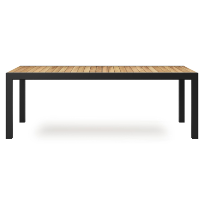 Calobra verlengbare tuintafel in zwart aluminium en teak - L 220/330 x B 107 x H 75 cm