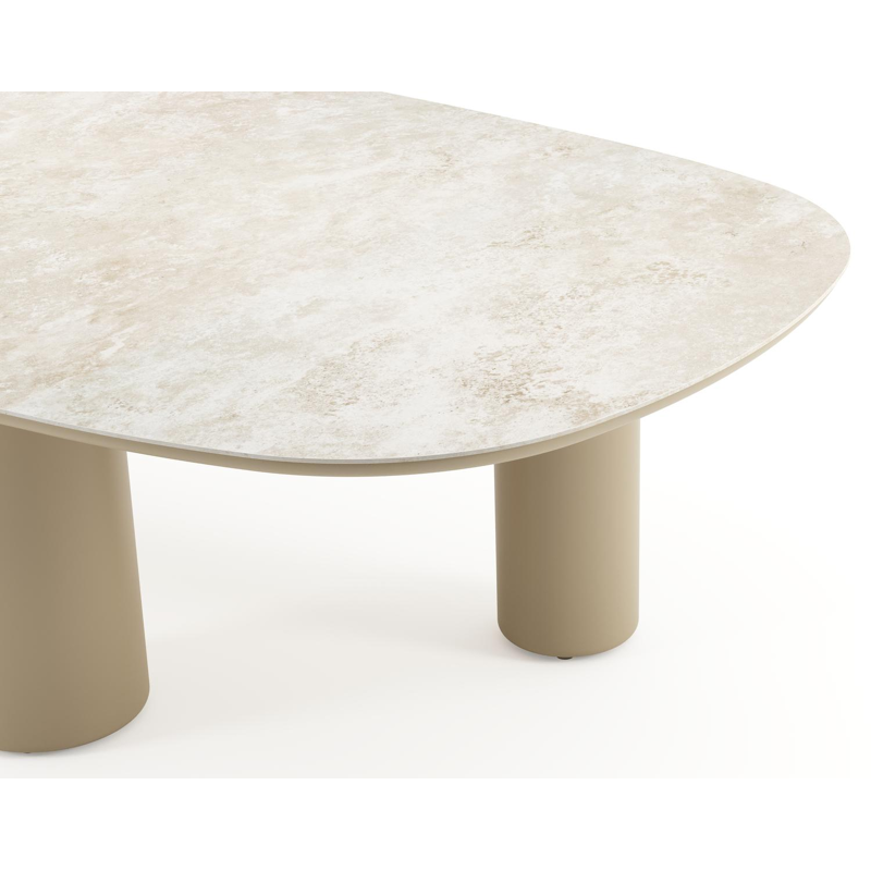 Table de jardin Amico bombo xl en aluminium beige et céramique pleine Rapolano - Lg. 270 x Lrg. 148 x Haut. 73.5 cm