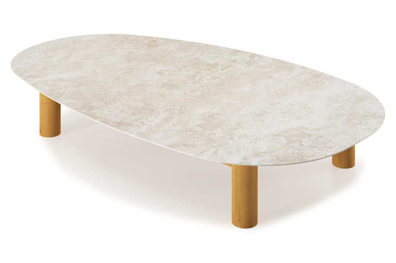 Donato-Organo loungetafel organisch in teak teak en volkeramiek Rapolano - L 150 x B 90 x H 25 cm