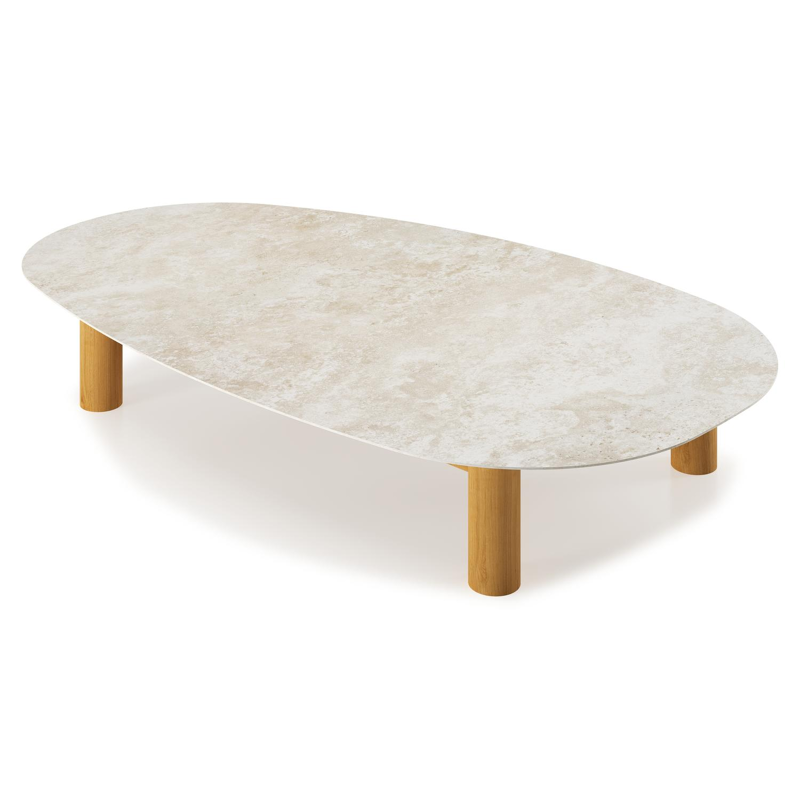 Donato-Organo loungetafel organisch in teak teak en volkeramiek Rapolano - L 150 x B 90 x H 25 cm