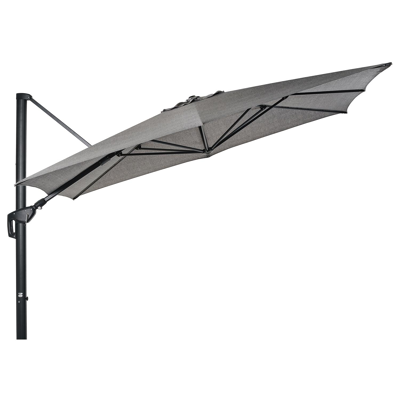 Minore zweefparasol met tiltfunctie in zwart aluminium met chartres drizzle all weather sunbrella® luxe parasoldoek - L1 370 x L2 280 cm (zonder voet)