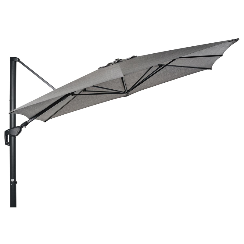 Minore zweefparasol met tiltfunctie in zwart aluminium met chartres drizzle all weather sunbrella® luxe parasoldoek - L1 280 x L2 370 cm (zonder voet)