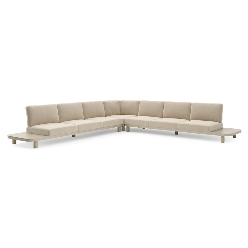 Donato loungehoek in beige aluminium met althea chalk all weather cosytica kussen