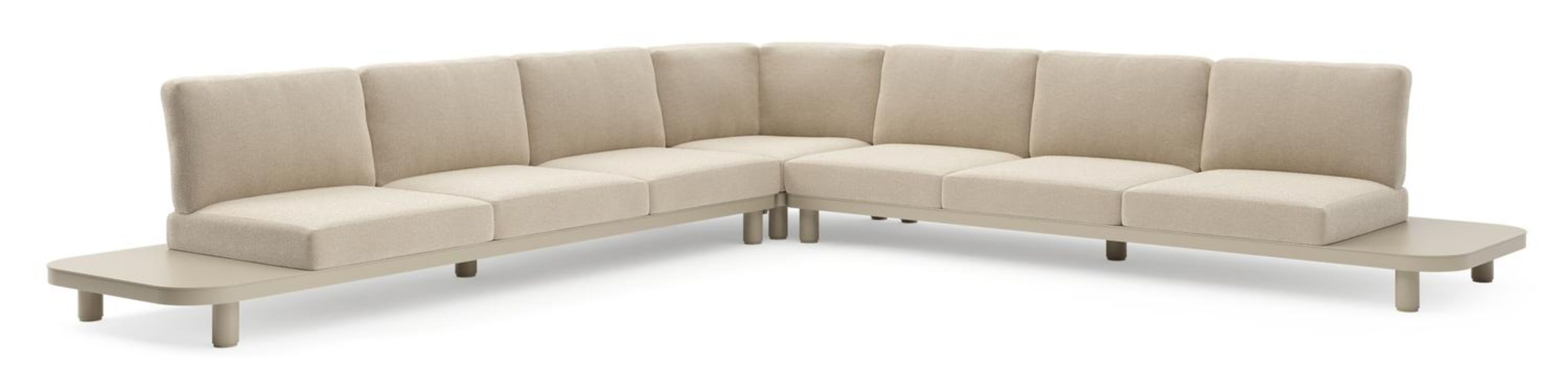 Salon de jardin d'angle Donato en aluminium beige et coussins en all weather cosytica althea chalk
