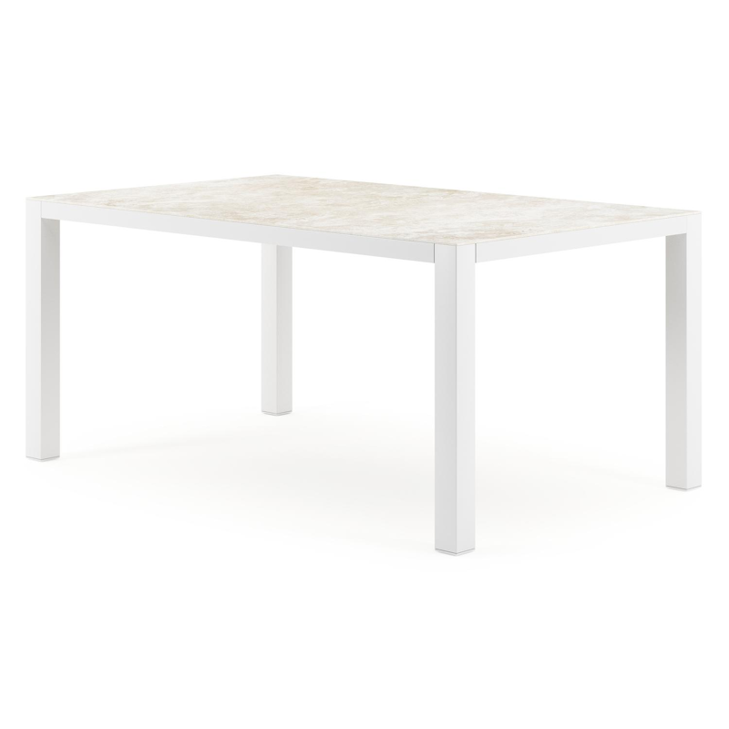 Table de jardin Como rectangulaire en aluminium blanc et céramique pleine Rapolano Lg. 160 x Lrg. 100 cm