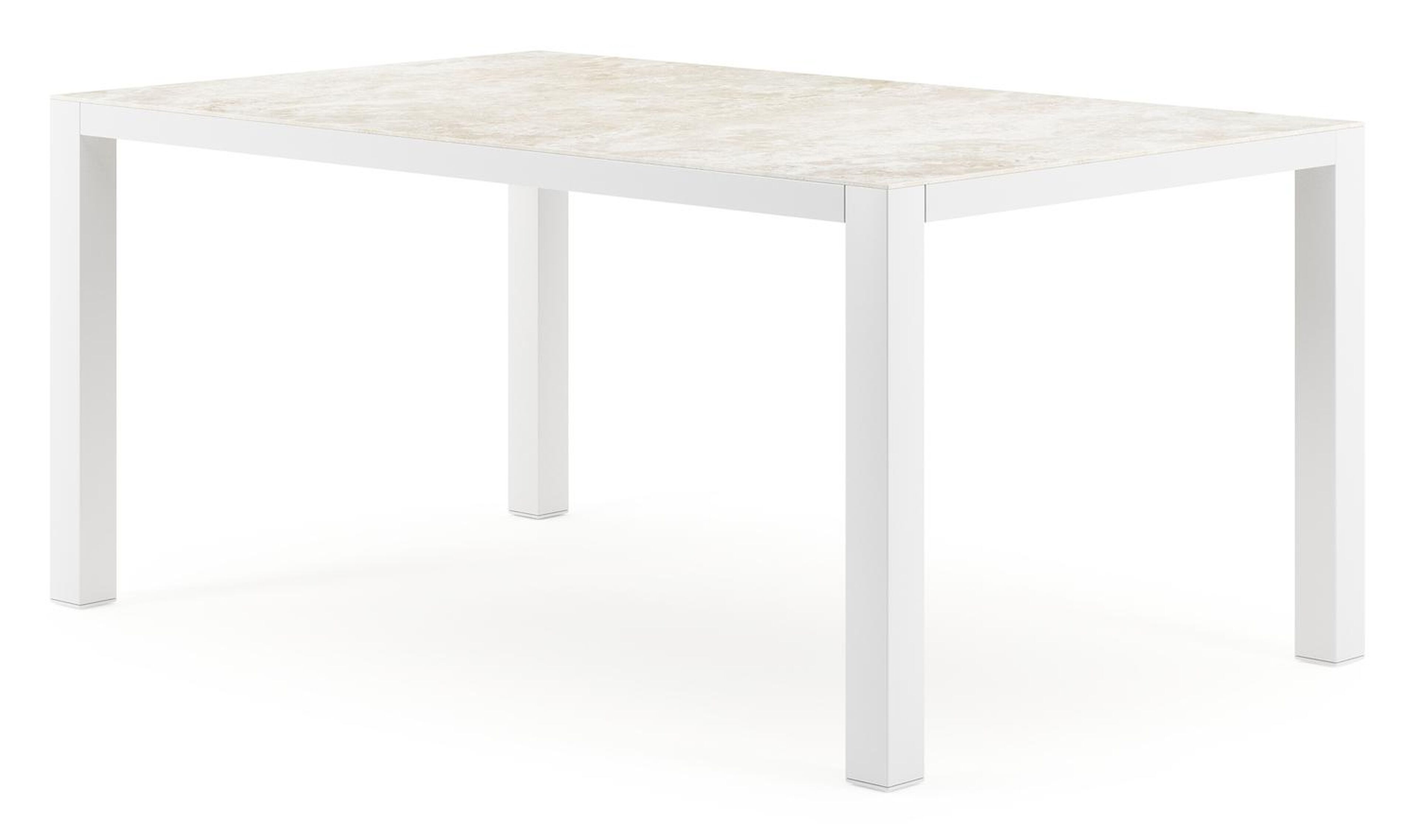 Como tuintafel rechthoekig in wit aluminium en volkeramiek Rapolano - L 160 x B 100 x H 75 cm