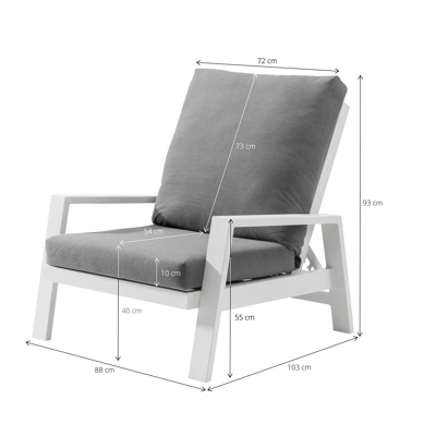 Veneto loungeset in wit aluminium met grijs weather+ softtouch kussens