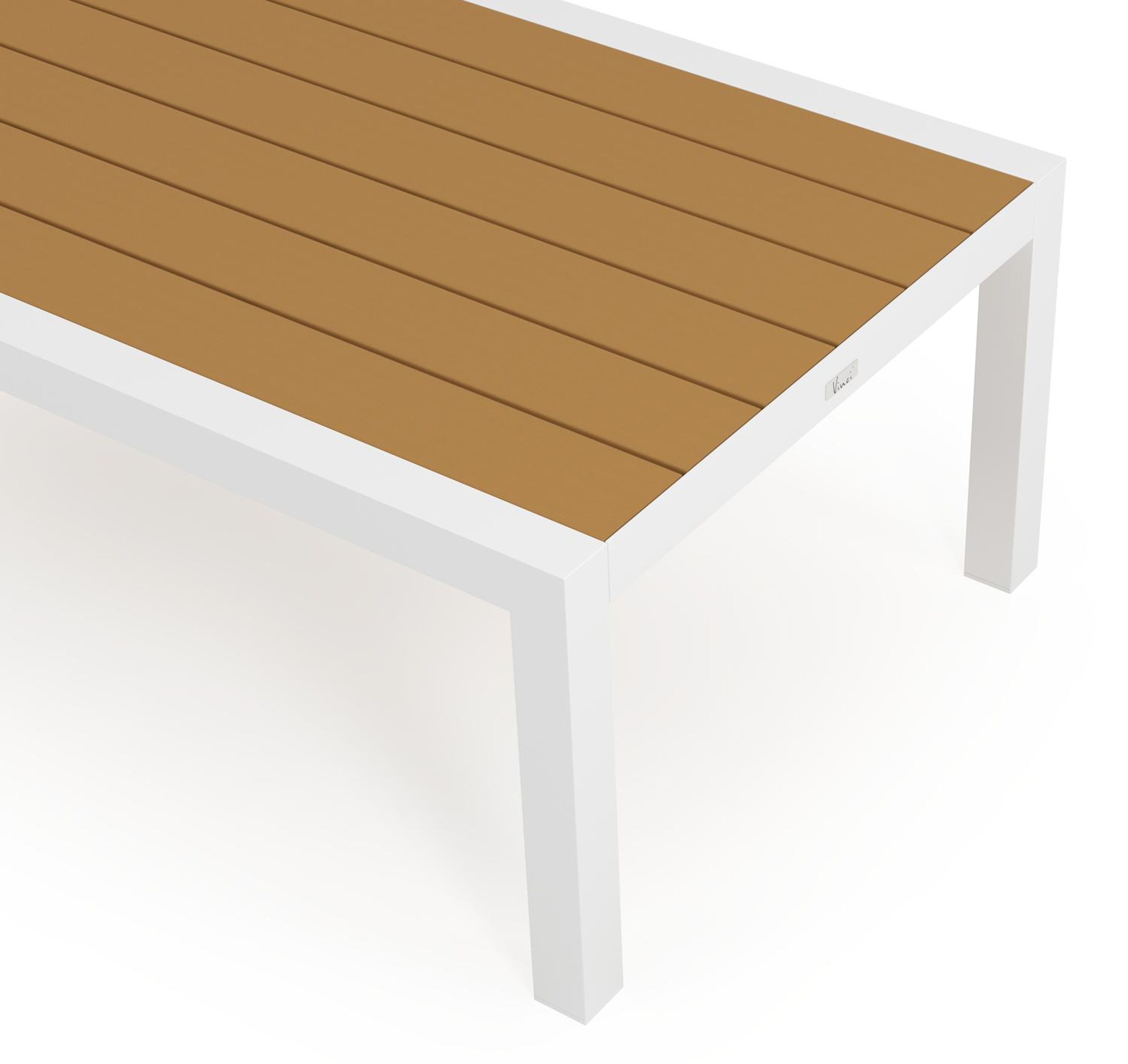 Table basse Alcudia en aluminium blanc et polywood - Lg. 120 x Lrg. 70 x Haut. 43 cm