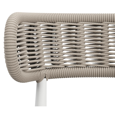 Lomo tuinstoel in wit aluminium en beige vierkant geweven ronde rope