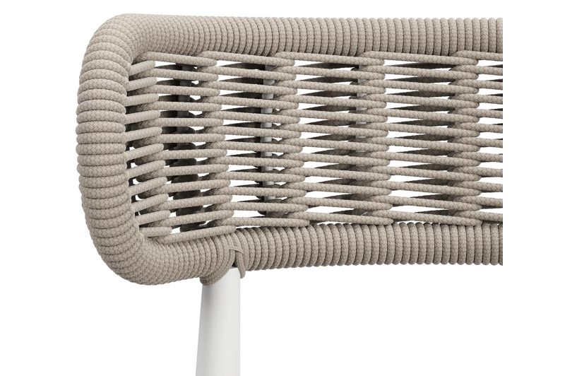 Lomo tuinstoel in wit aluminium en beige vierkant geweven ronde rope