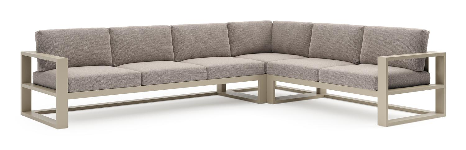 Verato loungehoek in beige aluminium met wander granite all weather sunbrella® luxe kussen