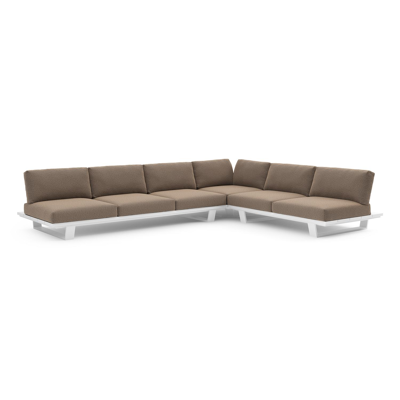 Pagino loungehoek in wit aluminium met firenze bamboe all weather solica kussen