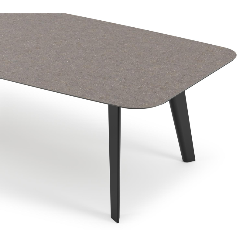 Lacrima tuintafel bootvorm in zwart aluminium en volkeramiek wulong - L 315 x B 115 x H 73 cm