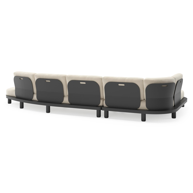 Salon de jardin d'angle Donato en aluminium noir et coussins en all weather cosytica Althea Off White