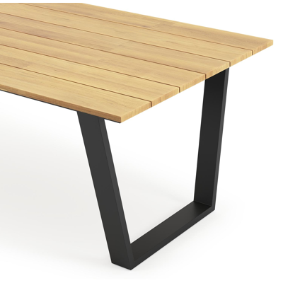 Pagino tuintafel rechthoekig in zwart aluminium en teak - L 240 x B 100 x H 73,5 cm