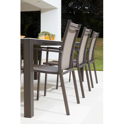 Rimini stapelbare tuinstoel koffie - aluminium en textilene