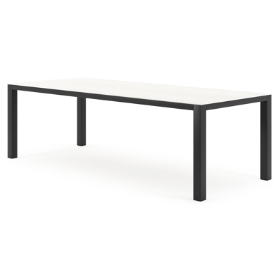 Como tuintafel rechthoekig in zwart aluminium en volkeramiek calista - L 240 x B 100 x H 75 cm