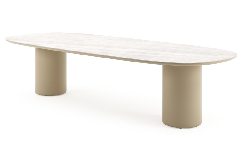 Amico tuintafel bombo in beige aluminium en volkeramiek Taj Mahal - L 320 x B 130 x H 73.5 cm
