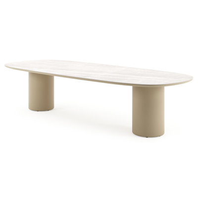 Amico tuintafel bombo in beige aluminium en volkeramiek Taj Mahal - L 320 x B 130 x H 73.5 cm