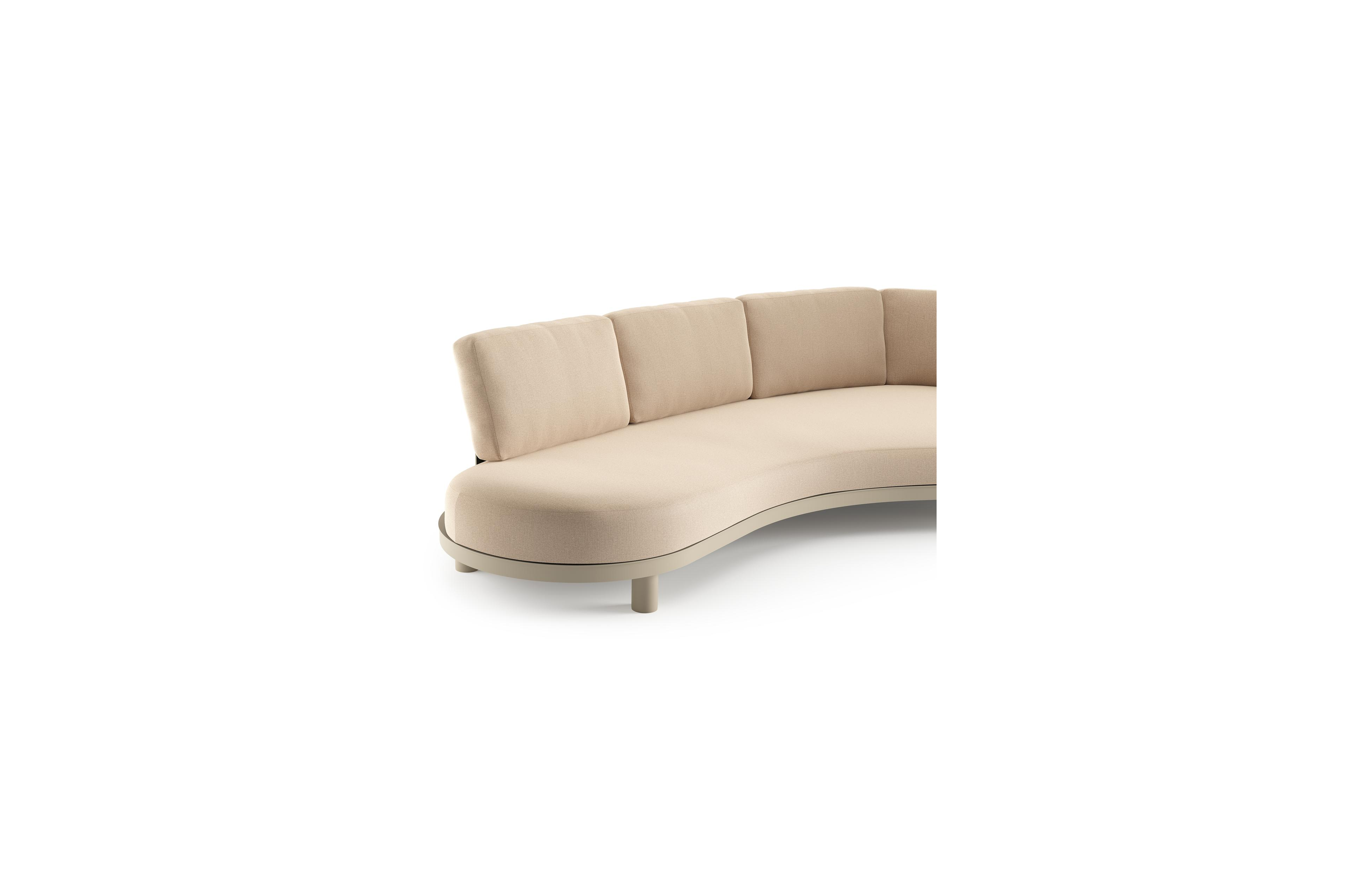 Donato loungebank in beige aluminium met natte heather beige all weather sunbrella® luxe kussen