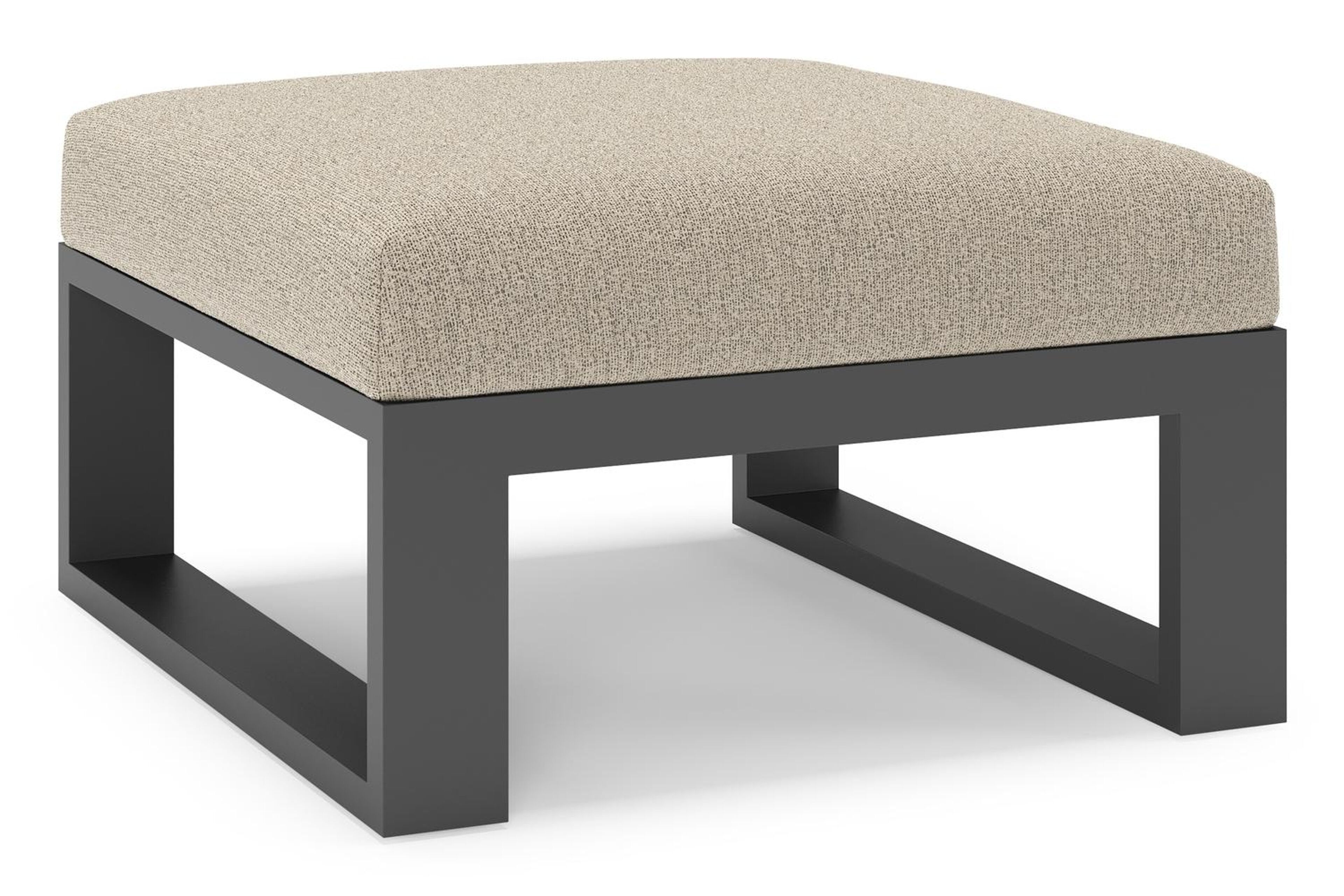 Verato poef in zwart aluminium met catania beige all weather cosytica kussen