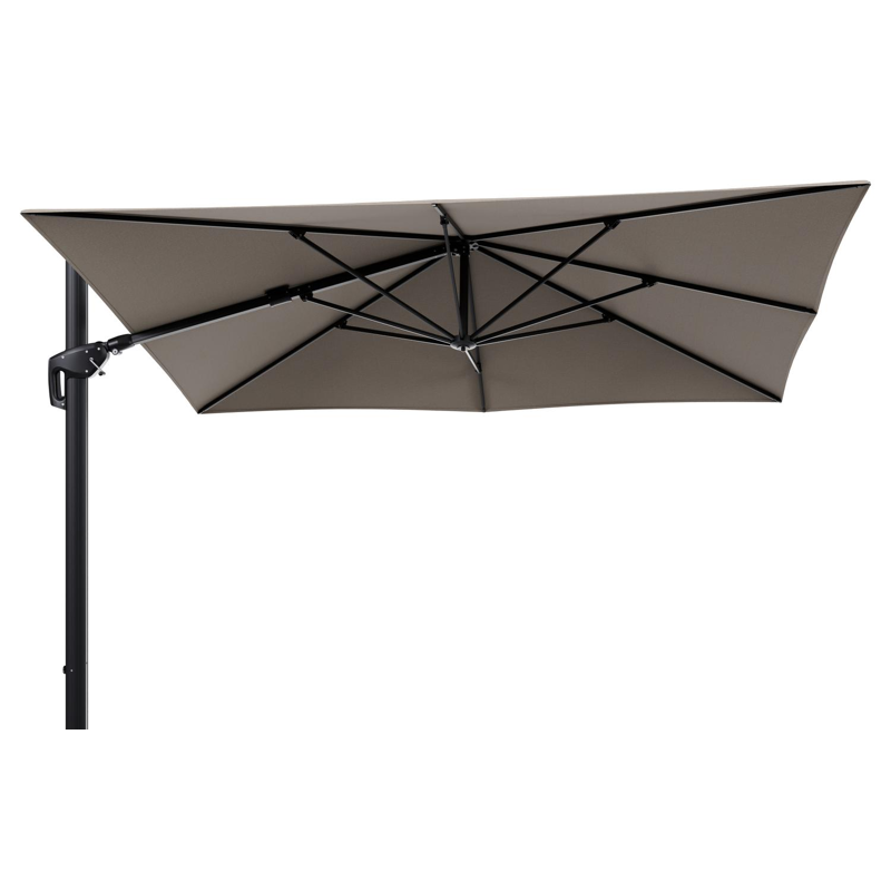 Minore zweefparasol tiltfunctie in zwart aluminium en parasoldoek in All Weather Sunbrella® Luxe Savane Coconut - L1 280 x L2: 370 cm (zonder voet) (zonder voet)
