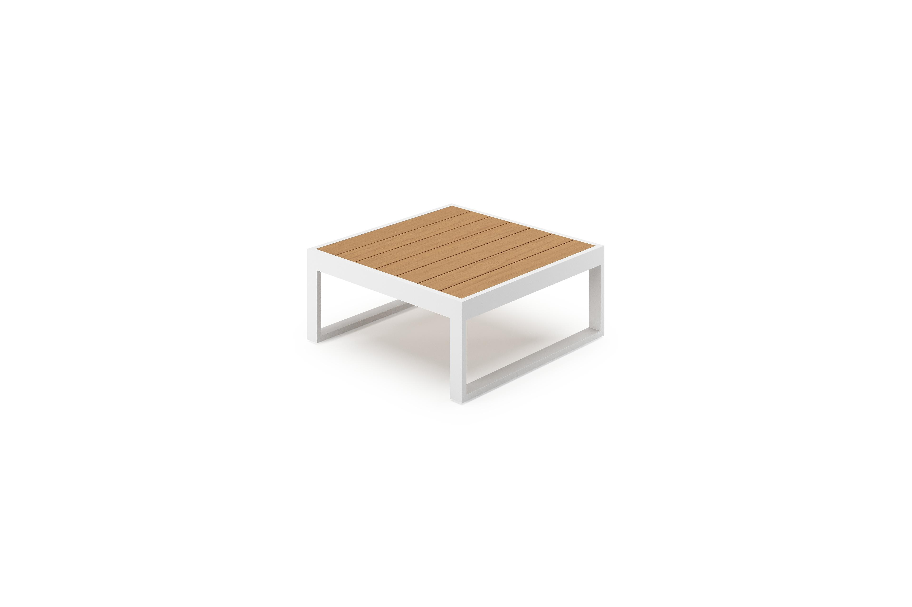 Caldela loungetafel in wit aluminium en polywood - L 70 x B 70 x H 30.5 cm