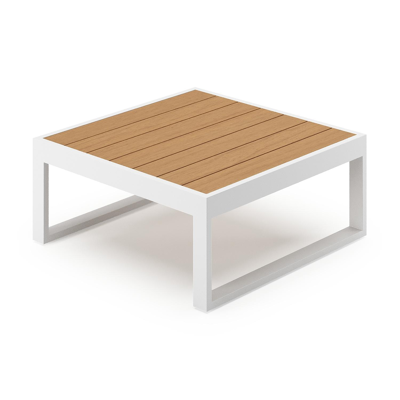 Caldela loungetafel in wit aluminium en polywood - L 70 x B 70 x H 30.5 cm