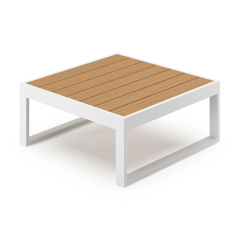 Caldela loungetafel in wit aluminium en polywood - L 70 x B 70 x H 30.5 cm