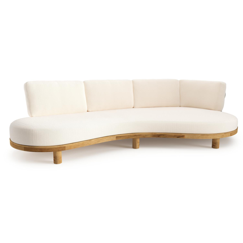 Donato loungebank in teak met lopi snow all weather sunbrella® luxe kussen