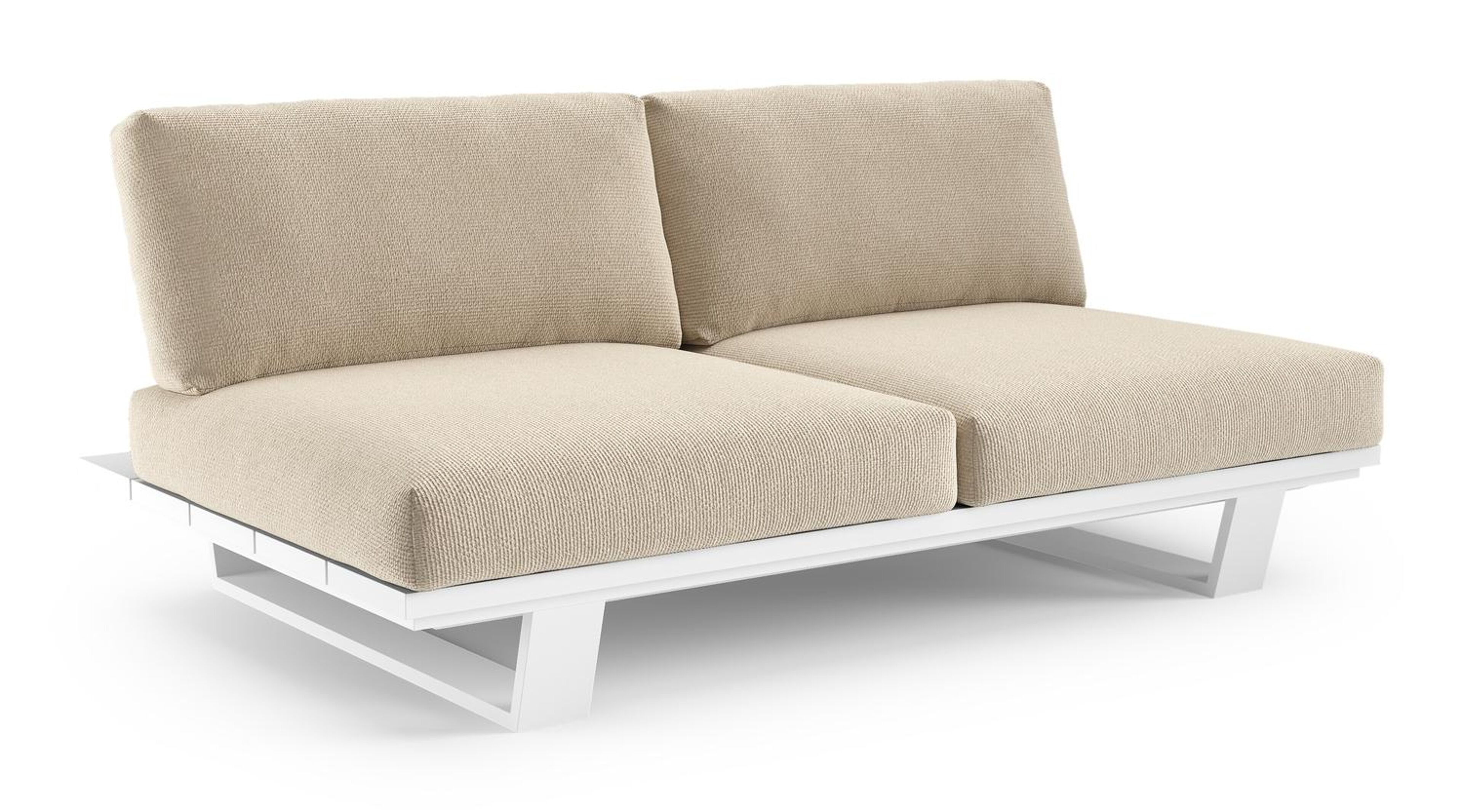 Pagino loungebank in wit aluminium met althea chalk all weather cosytica kussen