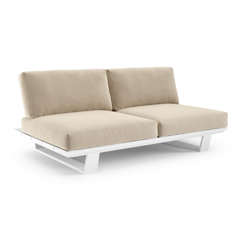 Pagino loungebank in wit aluminium met althea chalk all weather cosytica kussen